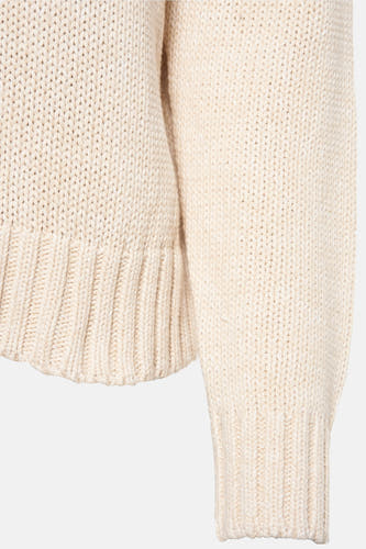 Gilet beige avec col rond de HAILYS, avec une bordure grossière et un bas côtelé.