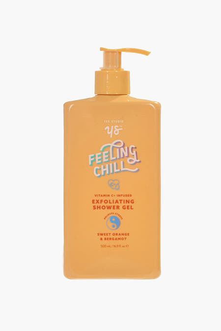 Multicolor geschenk van UPPER CANADA, met de tekst "Feeling Chill" en een oranje pomp.
