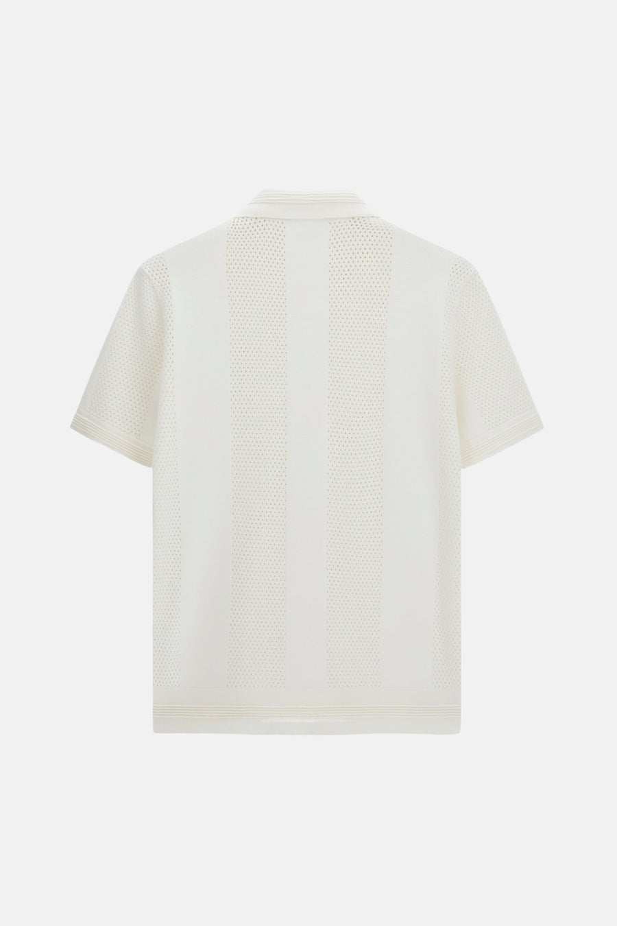 Witte polo met perforatie details van Guess, achterkant weergegeven, gestreepte mouwen en zoom